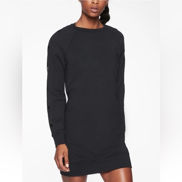 Athleta Black Snappy Sweatshirt Dress Style #352512 Casual Soft Athletic Medium - Picture 12 of 15